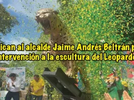 Critican al alcalde Jaime Andrés Beltrán por intervención a la escultura del Leopardo